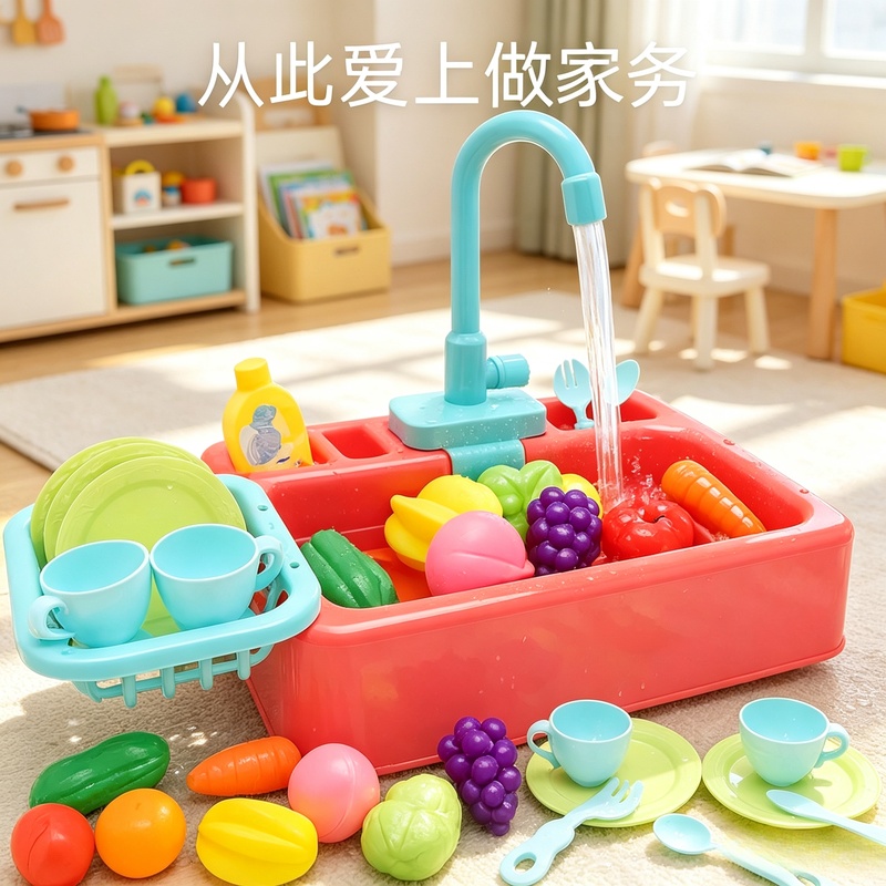 Kids Outdoor Kitchen Accessories - Zabawka kuchenna: plastikowy zestaw zlewu do