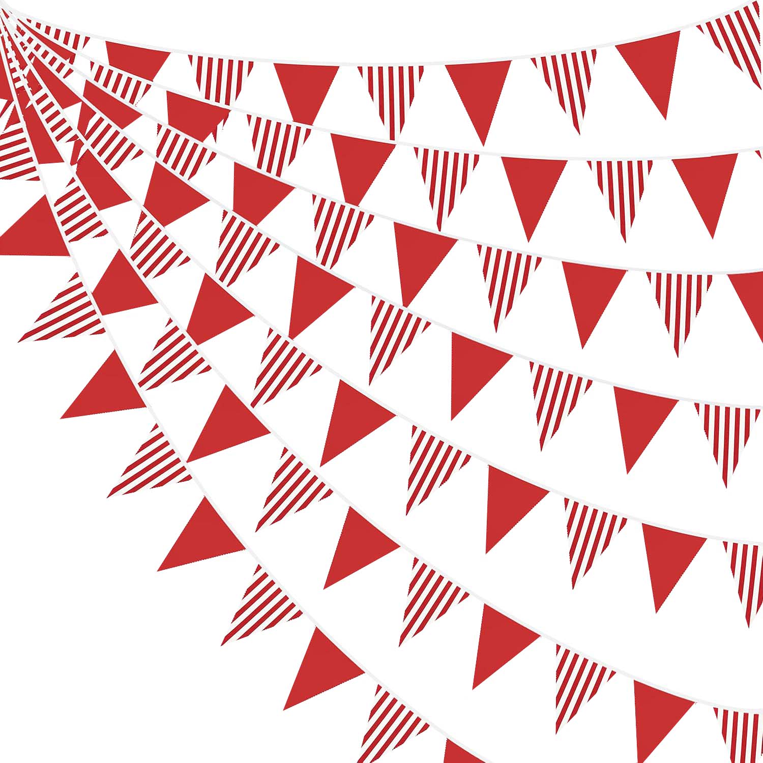 Q Kids Outdoor - 10-metrowa girlanda z czerwono-białych trójkątnych flag,